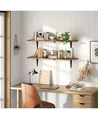 Slickblue Set of 2 Floating Shelves for Wall with Metal Brackets for Display