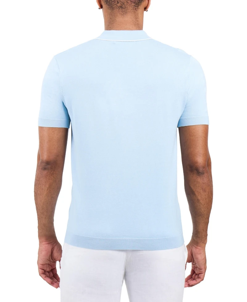 Xray Men's Johnny Collar Textured Stripe Sweater Polo