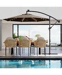 homfan 10Feet Offset Cantilever Umbrella, Waterproof Uv-Resistant, Adjustable Tilt, Steel Frame and Cross Base for Deck, Pool, Backyard