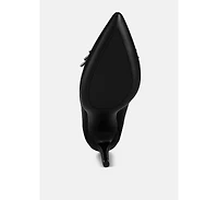 Rhodolia Diamante Brooch Detail Satin Pumps