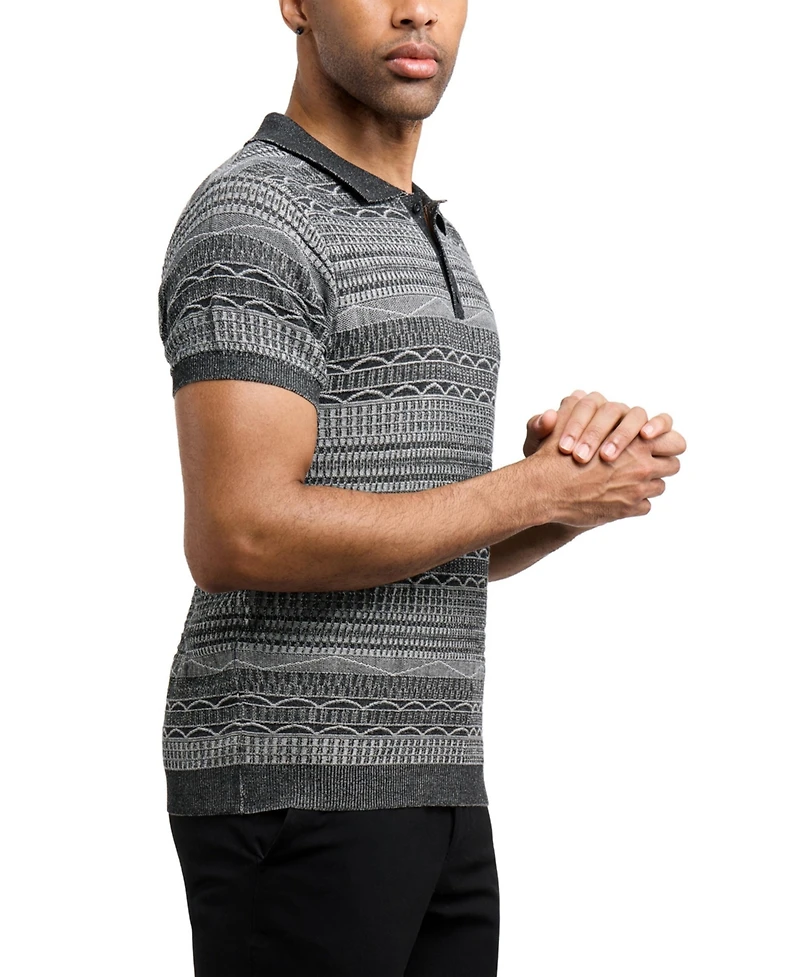 Xray Men's Allover Jacquard Sweater Polo