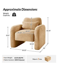 Hulala Home Blason Modern Upholstered Armchair with Lumbar Support Pillow