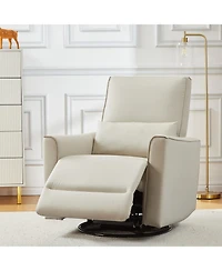 homfan Manual Swivel Rocking Recliner Chair – High Backrest, Padded Armrests, Lumbar Support, Ergonomic Single Sofa for Living Room, Nursery, or Home