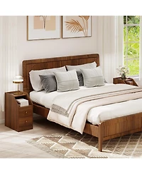 Slickblue End Table with Charging Station, Sofa Side Table with Drawers and Storage Shelf