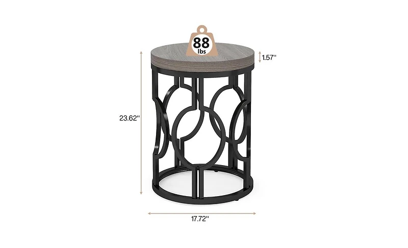 Slickblue Small Round End Table with Industrial Metal Frame.