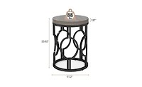 Slickblue Small Round End Table with Industrial Metal Frame.