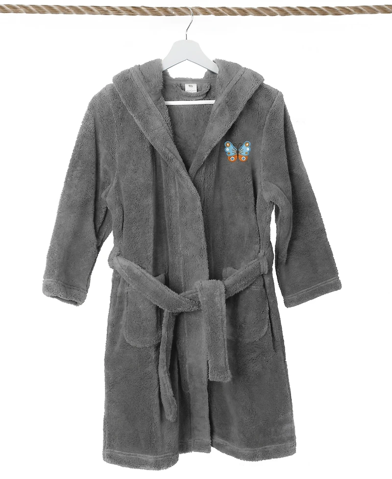 Linum Home Kids Butterfly Super Plush Double-Brushed Hooded Bathrobe