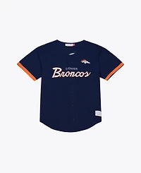 Mitchell & Ness Men's Navy Denver Broncos Head Coach Mesh Full-Button Fashion Jersey