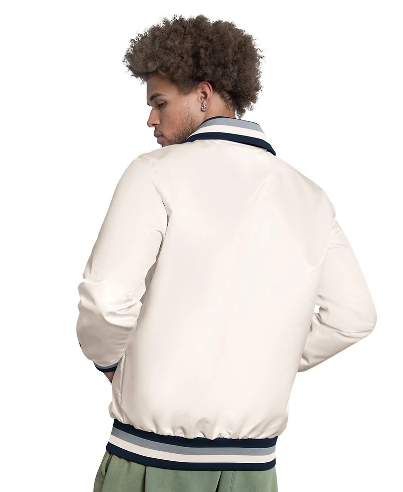 Starter Men's White New York Yankees The Captain Cooperstown Logo Full-Zip Varsity Jacket