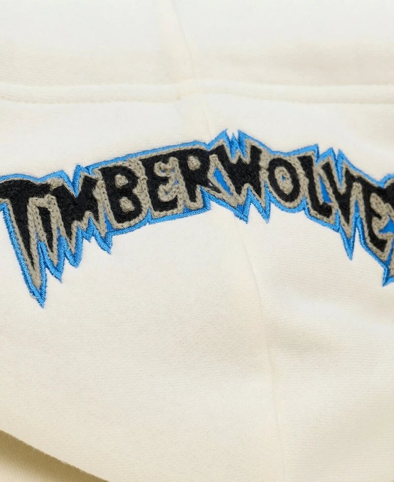 Mitchell & Ness Men's Cream Minnesota Timberwolves Hardwood Classics Chainstitch Premium Fleece Hoodie