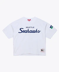 Mitchell & Ness Women's White Seattle Seahawks Head Coach Cropped T-Shirt