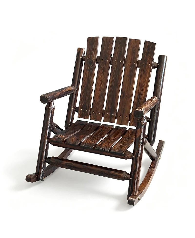 Hips All-Weather Outdoor Glider Chair, Heavy-Duty Single Patio Rocker with Removable Cup Holders