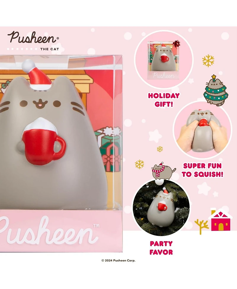 Hamee Squishy Jumbo Toy Pusheen Figure Slow Rising Cute Birthday Gift, Stress Relief, Collectible Deskterior Play Doll - Santa Hat Christmas