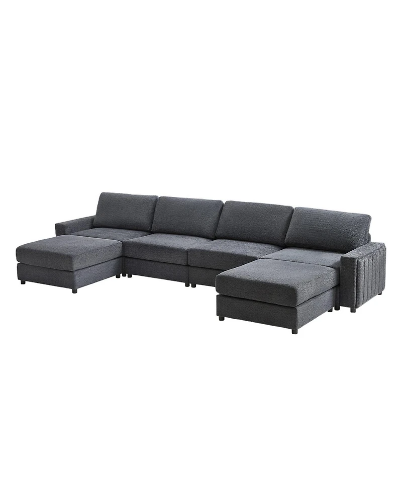 Hulala Home Grandon 162" Modern Modular Sectional Sofa with Two Ottomans