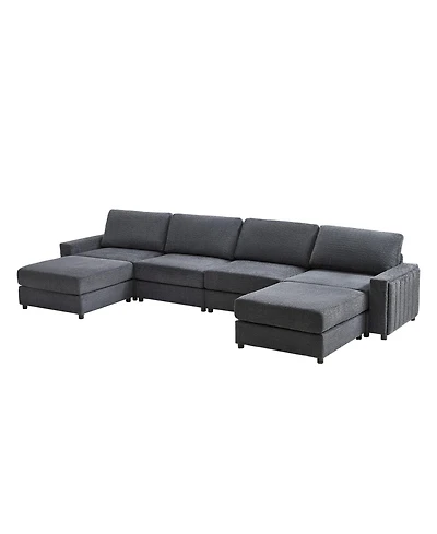 Hulala Home Grandon 162" Modern Modular Sectional Sofa with Two Ottomans