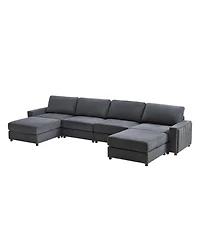 Hulala Home Grandon 162" Modern Modular Sectional Sofa with Two Ottomans