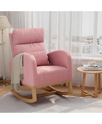 homfan Modern Rocking Recliner Chair for Living Room, Bedroom - Adjustable Glider with Armrest Pocket and Pillow - Pu Leather or Sherpa Upholstered
