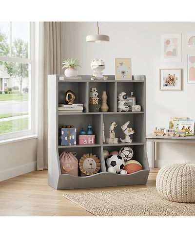 homfan Kids' Toy Storage Organizer with Multiple Compartments and Tilting Bins - Safe and Durable Children's Bookshelf for Playroom and Nursery