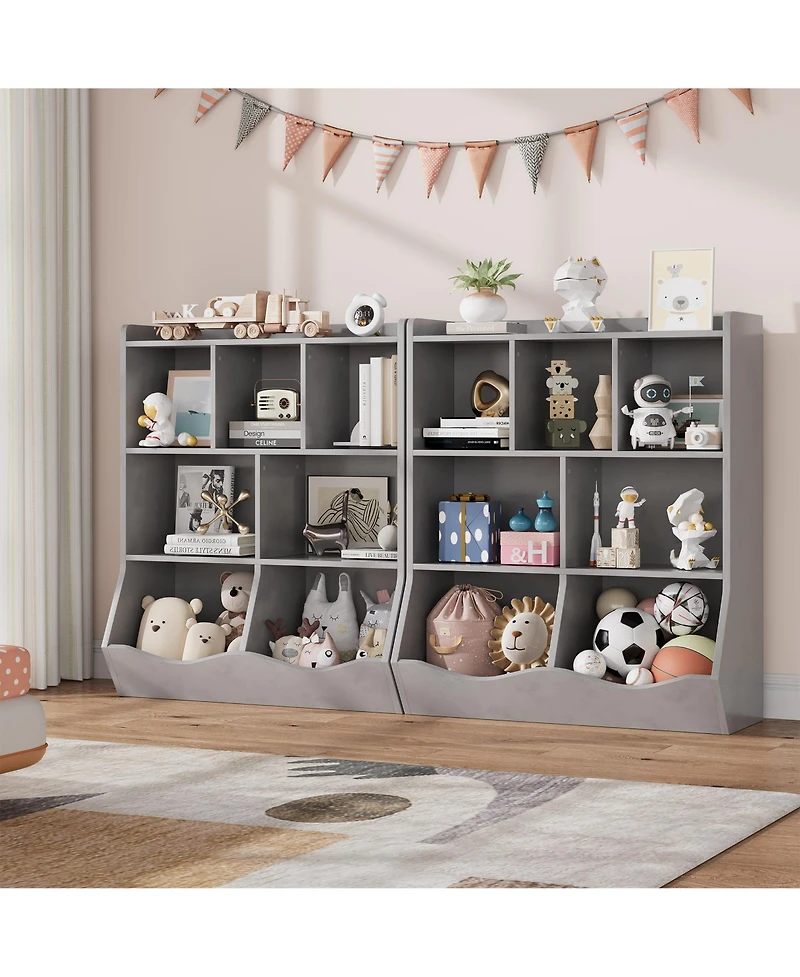 homfan Kids' Toy Storage Organizer with Multiple Compartments and Tilting Bins - Safe and Durable Children's Bookshelf for Playroom and Nursery
