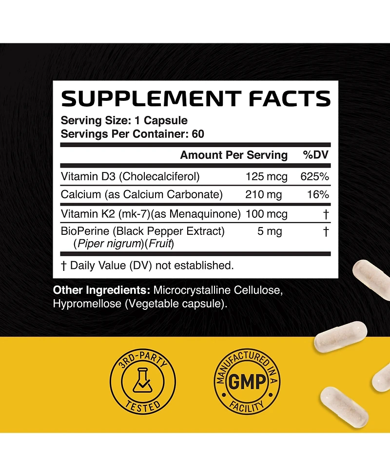 Vitamin K2 + D3 Capsules, 60ct