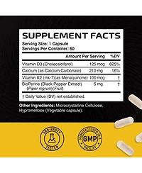Vitamin K2 + D3 Capsules, 60ct