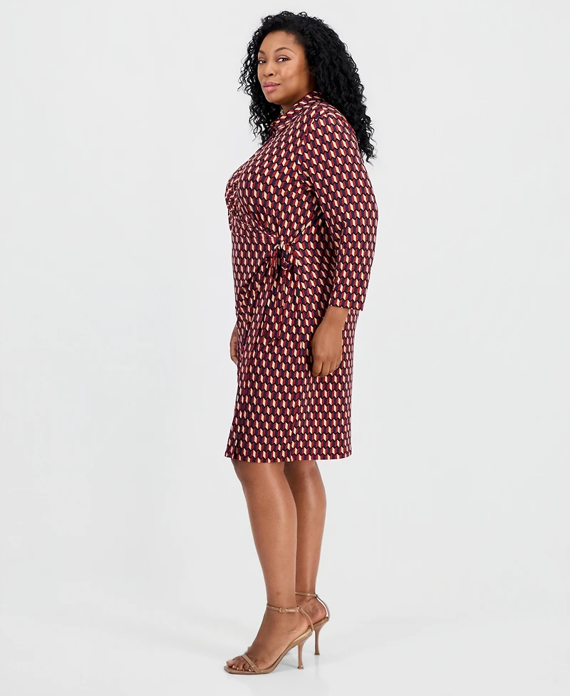 Anne Klein Plus Printed Faux-Wrap Dress