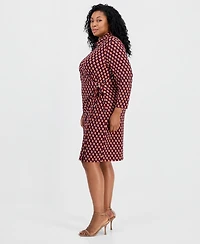 Anne Klein Plus Printed Faux-Wrap Dress