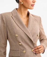 I.n.c. International Concepts Women's Double-Breasted Houndstooth Blazer, Macy's Exclusive