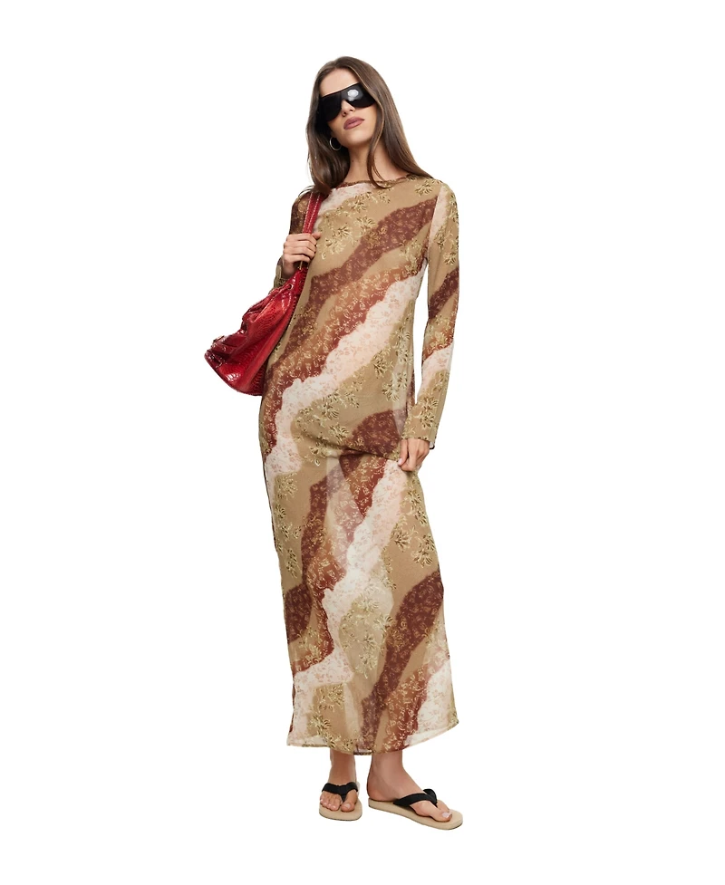 Lioness Women's Pacific Long-Sleeve Tie-Back Maxi Dress