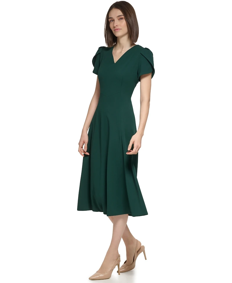 Calvin Klein Women's V-neck Tulip-sleeve Dress