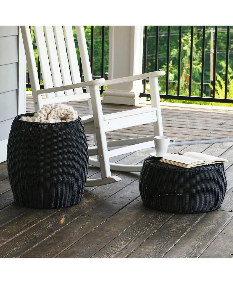 Household Essentials Handwoven Barrel Side Table