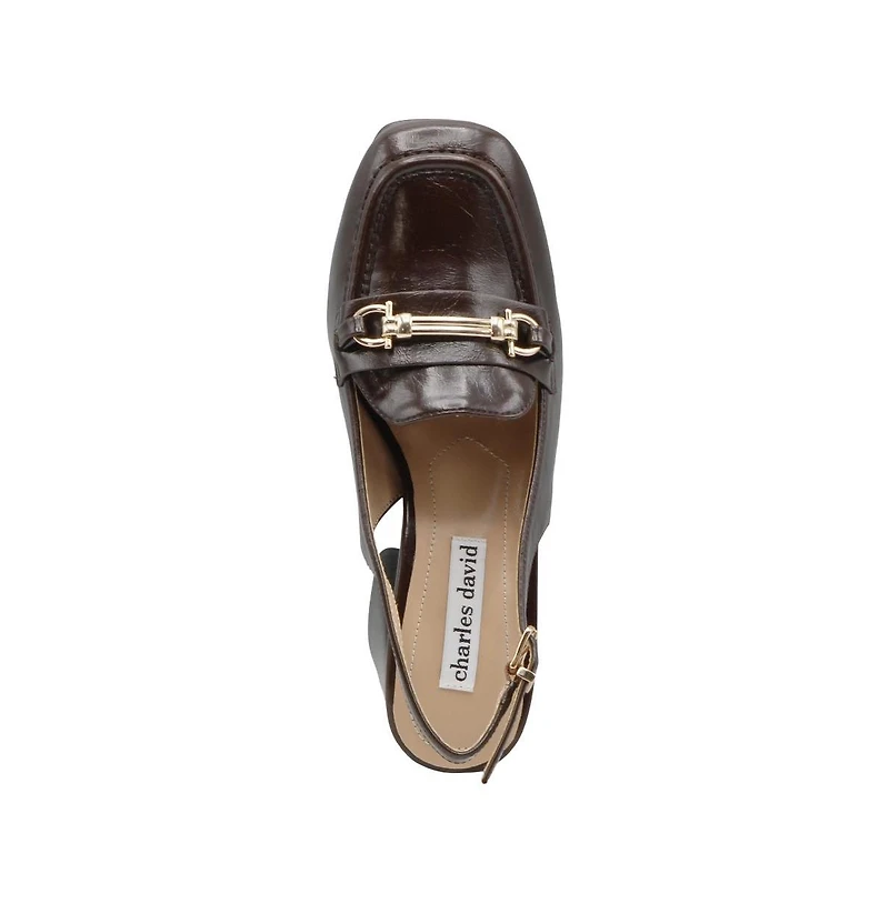 Charles David Womens Nicko High Block Heel Slingback Dress Loafer