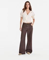 And Now This Women's Satin Puff-Sleeve V-Neck Top, Macy's Exclusive