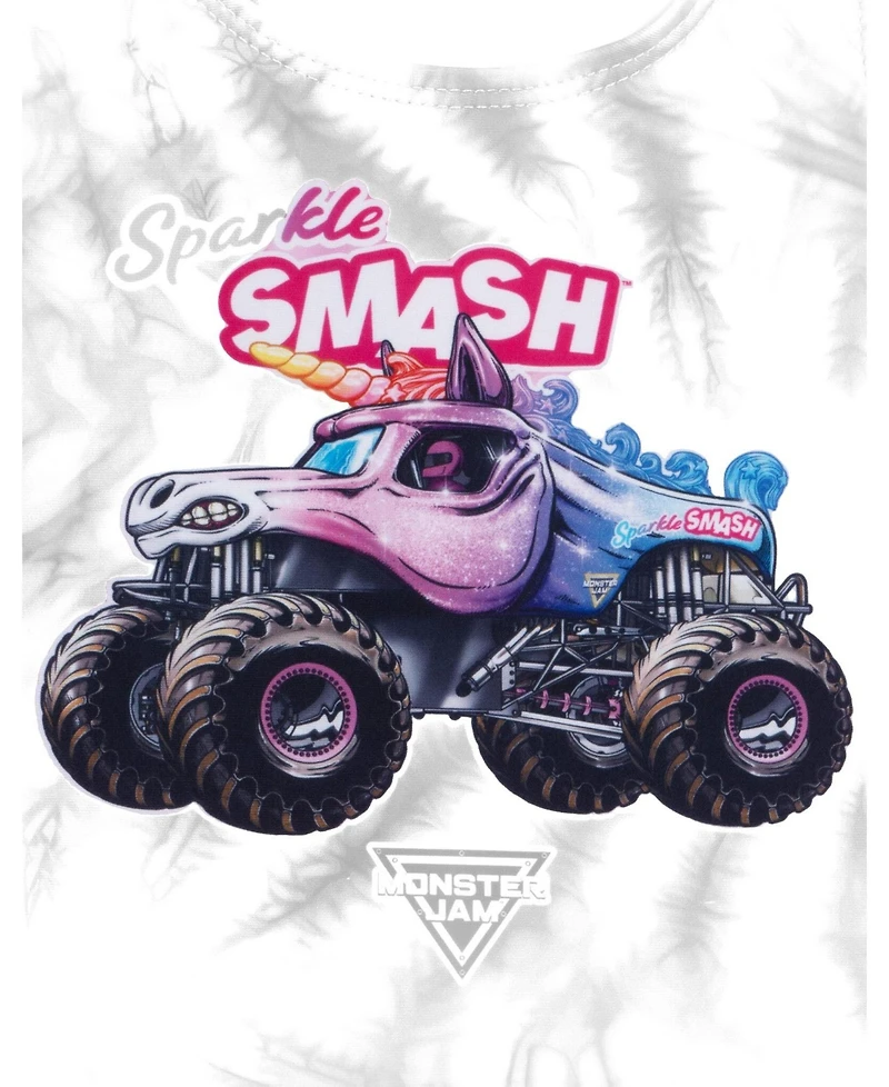 Monster Jam Girls Sparkle Smash One Piece Bathing Suit Upf 50+