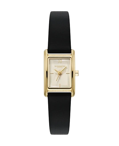 Olivia Burton Women's Mini Grove Black Leather Strap Watch 16mm