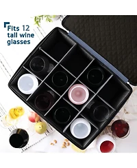 Wine Glass Storage Box with Dividers, Quilted and Stackable Stemware Storage Cases