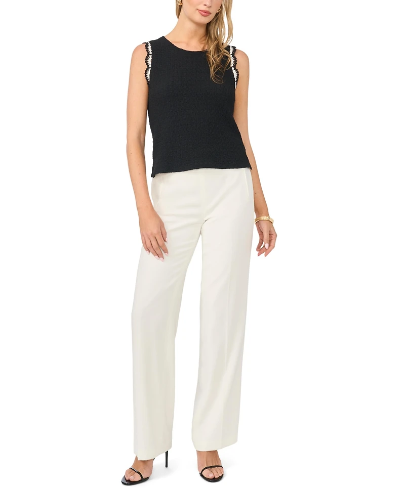 Vince Camuto Women's Crewneck Scallop Trim Tank Top