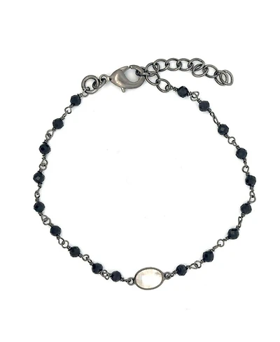 Adornia Fine Moonstone and Black Spinel Rosary Bracelet