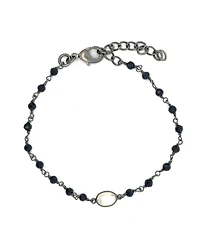 Adornia Fine Moonstone and Black Spinel Rosary Bracelet