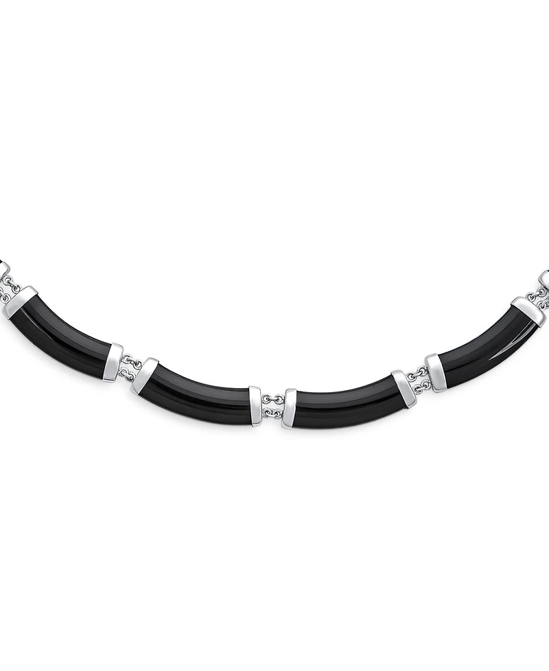Bling Jewelry Jade Strand Contoured Bar Link Collar Necklace 14K Gold Plated Vermeil