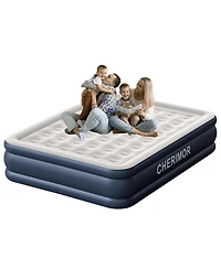 Cherimor 18" King Air Mattress with Built-in Pump, 1000-lb Capacity, Fast Inflation Guest Bed, Honeycomb Support, Blue