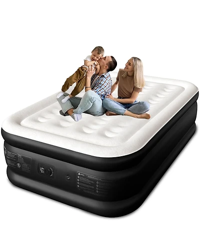 Cherimor 18" Full Air Mattress with Built-in Pump, 600-lb Capacity, Fast Inflation Guest Bed, Honeycomb Support, Blue