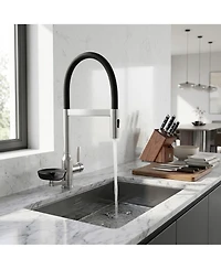 Phying Brushed Nickel Kitchen Faucet 360 Degree Swivel High Arc Sink Faucet Single Handle Magnetic Pull Out Sprayer Kitchen Tap