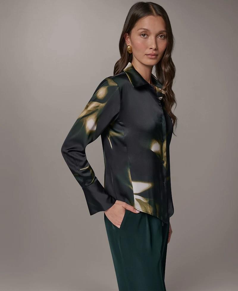 Donna Karan New York Petite Collared Button-Front Blouse
