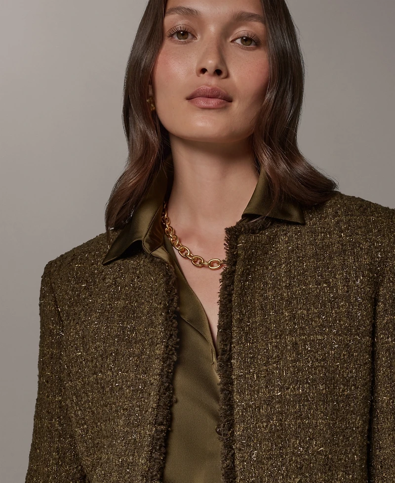 Donna Karan New York Petite Cropped Open-Front Jacket