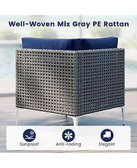 Costway 5 Piece Outdoor Furniture Set with Seat and Back Cushions Tempered Glass Coffee Table