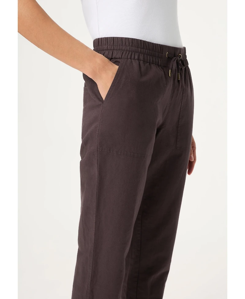Olsen Women's Cotton-Linen Blend Cropped Pant