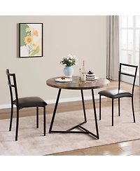 gaomon Dining Table Set for 2, Kitchen Table and Chairs for 2 with Upholstered Chairs, 3Pcs Dining Room Table Set, Round Kitchen Table Set