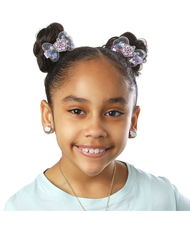 Hello Kitty Mermaid Hair Clips 4-Piece Set Official License, Snap Back Shaker Hair Clips, Sanrio Accessories