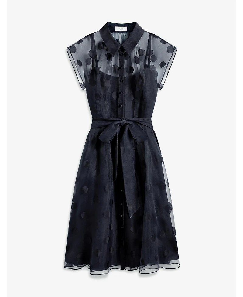Hobbs London Women's Tess Sheer Polka Dot Shirt Dress